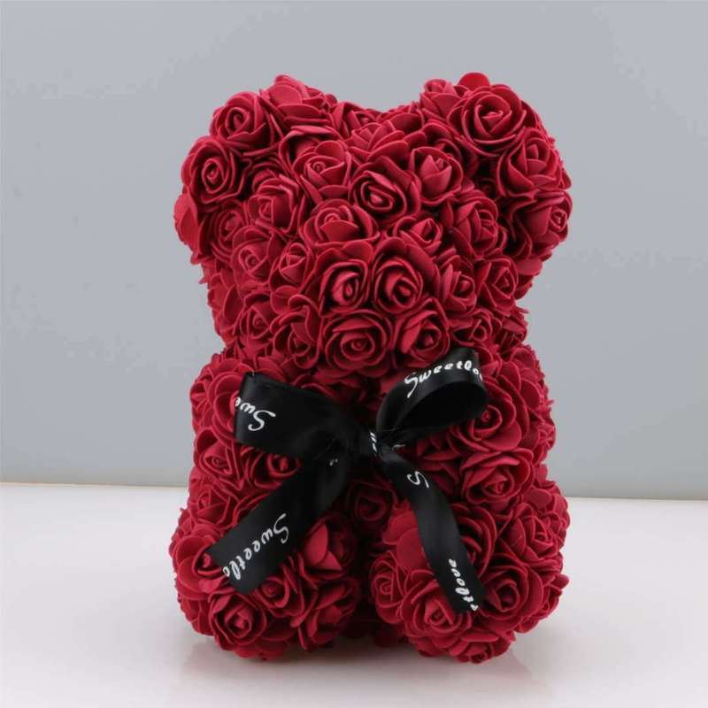 Rose Bear - Rose Teddy Bear on Every Rose Bear -Flower Bear Perfect for Anniversary's,Rose Bear, Mothers, Rose Teddy Bear: Crimson