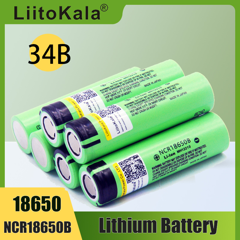 LiitoKala Original NCR18650B 34B 3.7V 18650 3400mAh Rechargeable Lithium Battery Flashlight Battery