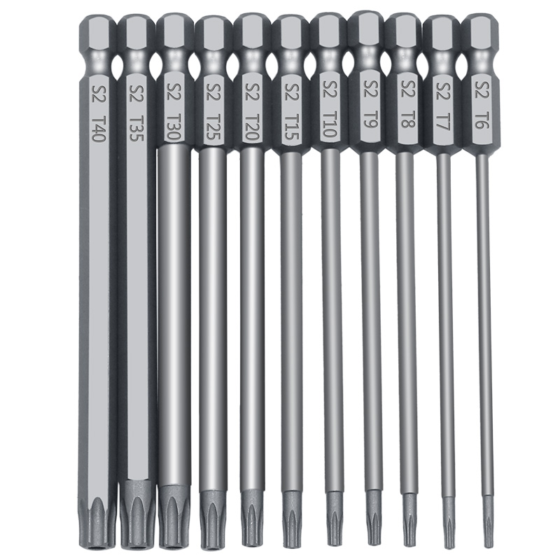 11/12 Stuks Holle Pruimenbloesem Schroevendraaier Hoofd 50 Mm 75 Mm 100 Mm Lange S2 Zeshoekige Handvat Schroevendraaier bit Elektrisch Gereedschap Boor Set