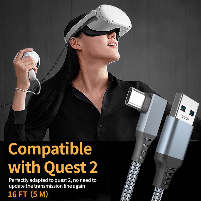 5M/16ft VR Link Cable USB C Cable Quest 2 High Speed Data Transfer Fast Charging Cable