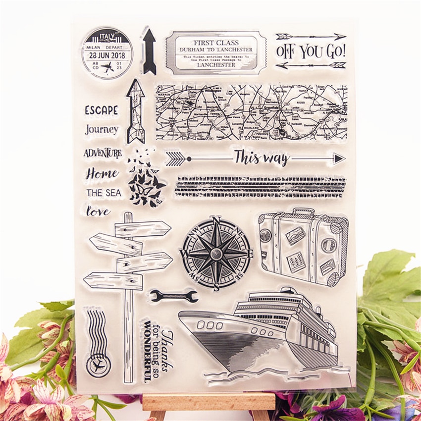 Sellos náuticos transparentes de viaje, sello de rodillo de silicona para álbum de fotos de álbum de recortes DIY/fabricación de tarjetas,