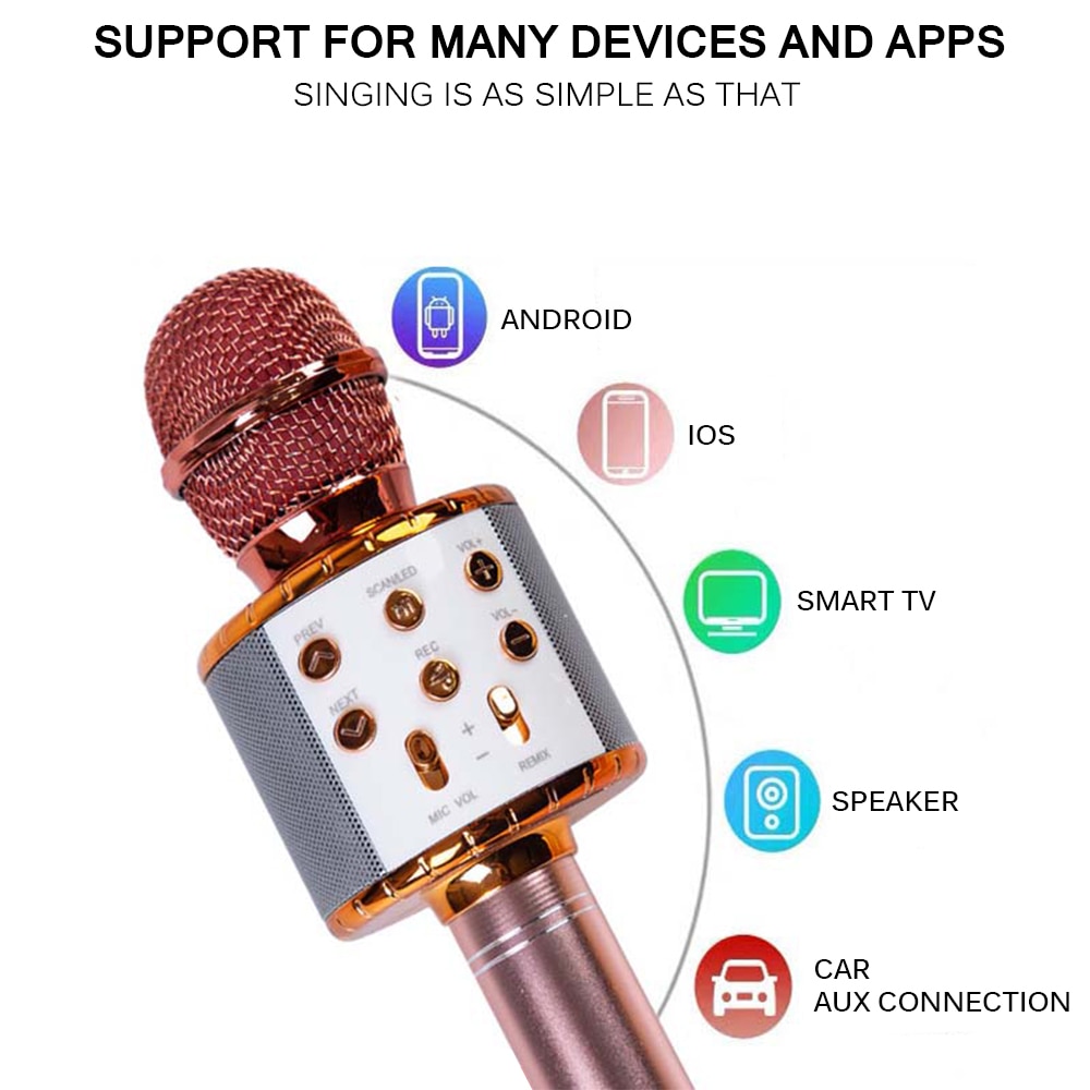 Bluetooth Wireless Microphone Music Box With LED Light For Home KTV Outdoor Party Music Playing Singing Lightweight Microphones