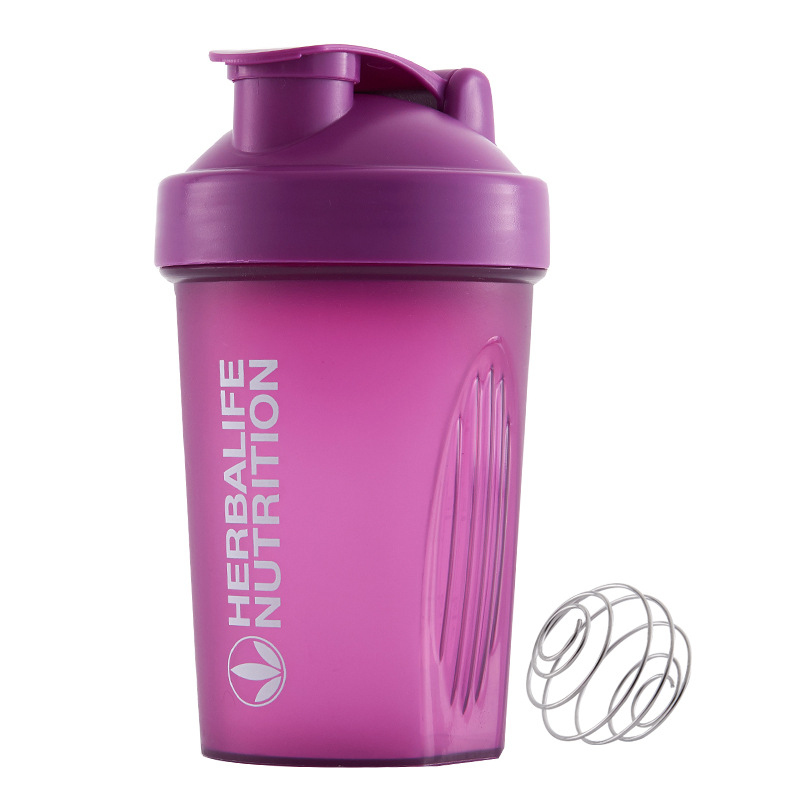 Sport Shaker Fles Wei-eiwit Milkshake Mengen Fles Sport Fitness Gym Roerder Draagbare Outdoor Plastic Drink Fles 400Ml: purple