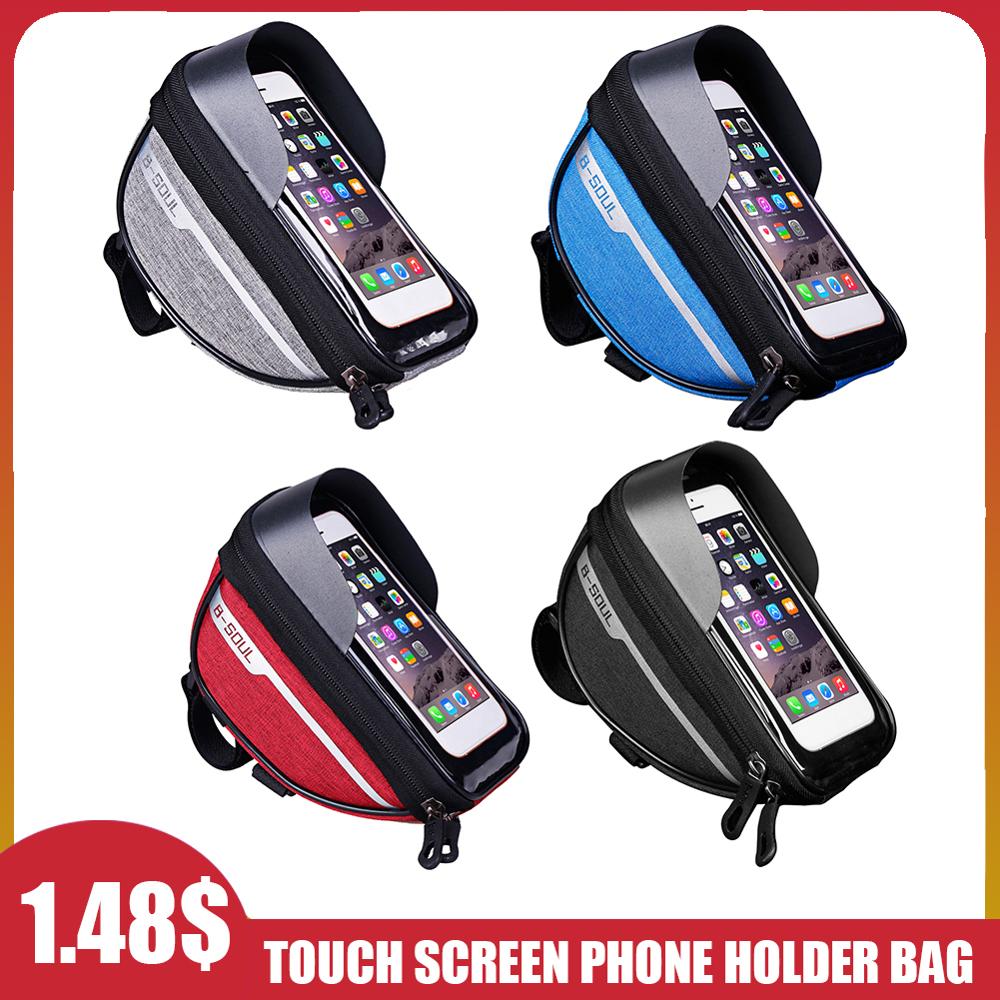 B-SOUL Bike Fietsstuur Telefoon Bag Fietsen Voor Tube Touchscreen Fietstas Waterdicht Telefoon Houder Voor Outdoor Riding