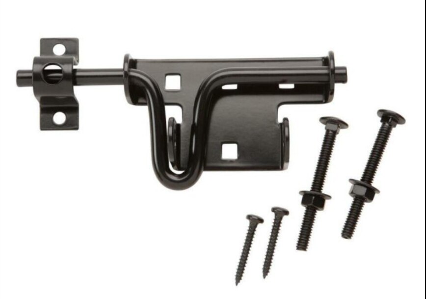 Self Locking Gate Latch Automatic Gravity Lever Fence Gate Lock for Wood Fence Gate Door Latches Steel Black