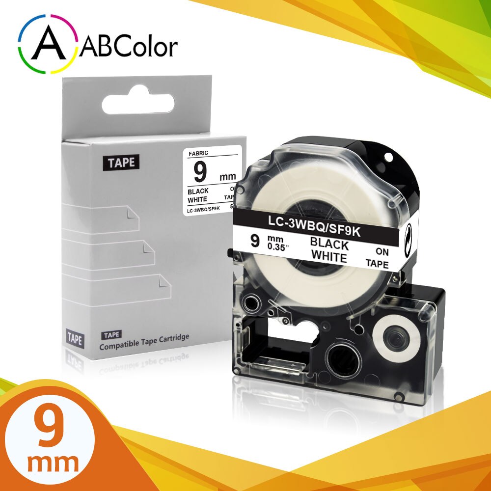 9Mm SF9K Stof Tape Voor Epson Koning Jim SF9K Stof Ijzer Op Label Tape LK-3WBQ Printer Tape Voor Epson label Maker LW-300 LW-400