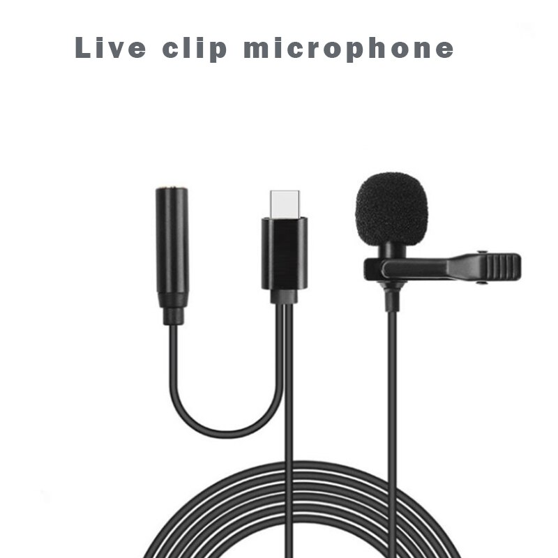 3.5mm Clip Mic Type C Microphone Phone Wired Mic Clip Condenser Microphone Clip Lavalier Microphone QJS Shop