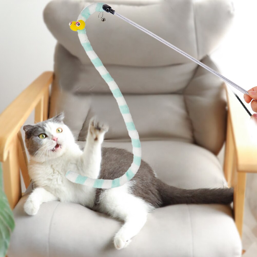 Baguette à taquiner pour chat, jouet interactif pour animal de compagnie, peluche drôle colorée, plumes de chenille, accessoires mignons pour chatons