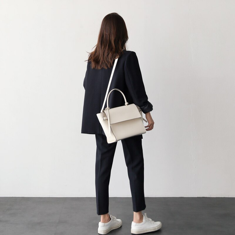 Broek past elegante vrouw lente en herfst mode effen kleur zwart kantoor dames bedrijf professionele OL tweedelig pak