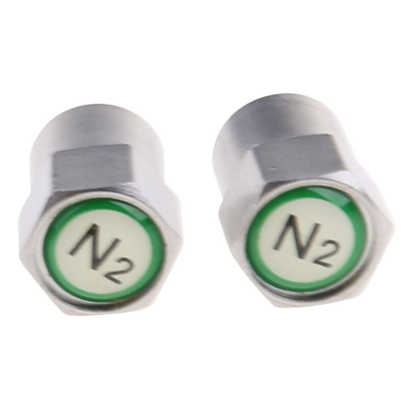 2Pcs/Set Chrome Car Auto TPMS Valve Stem Cap N2 Nitrogen Tire Insert Cover J60F