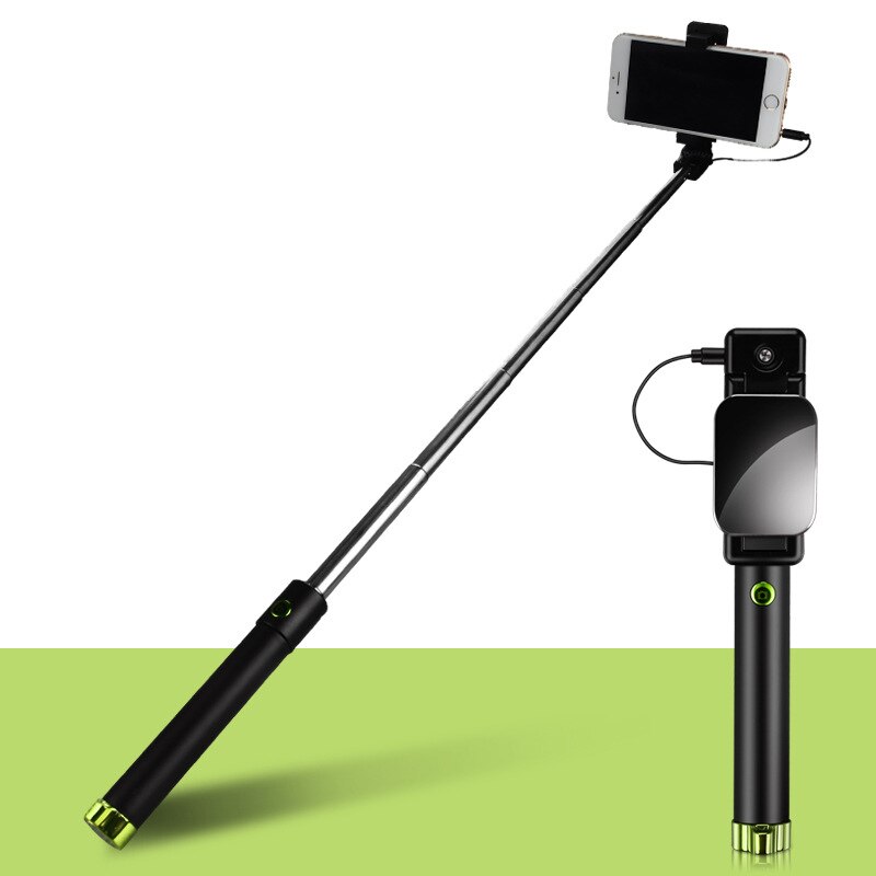Statief Monopod Selfie Stok Knop Selfie Stick Voor Android Os Voor Iphone 7/8/Xs Ios Systeem Voor huawei Samsung Xiaomi Vivo: green