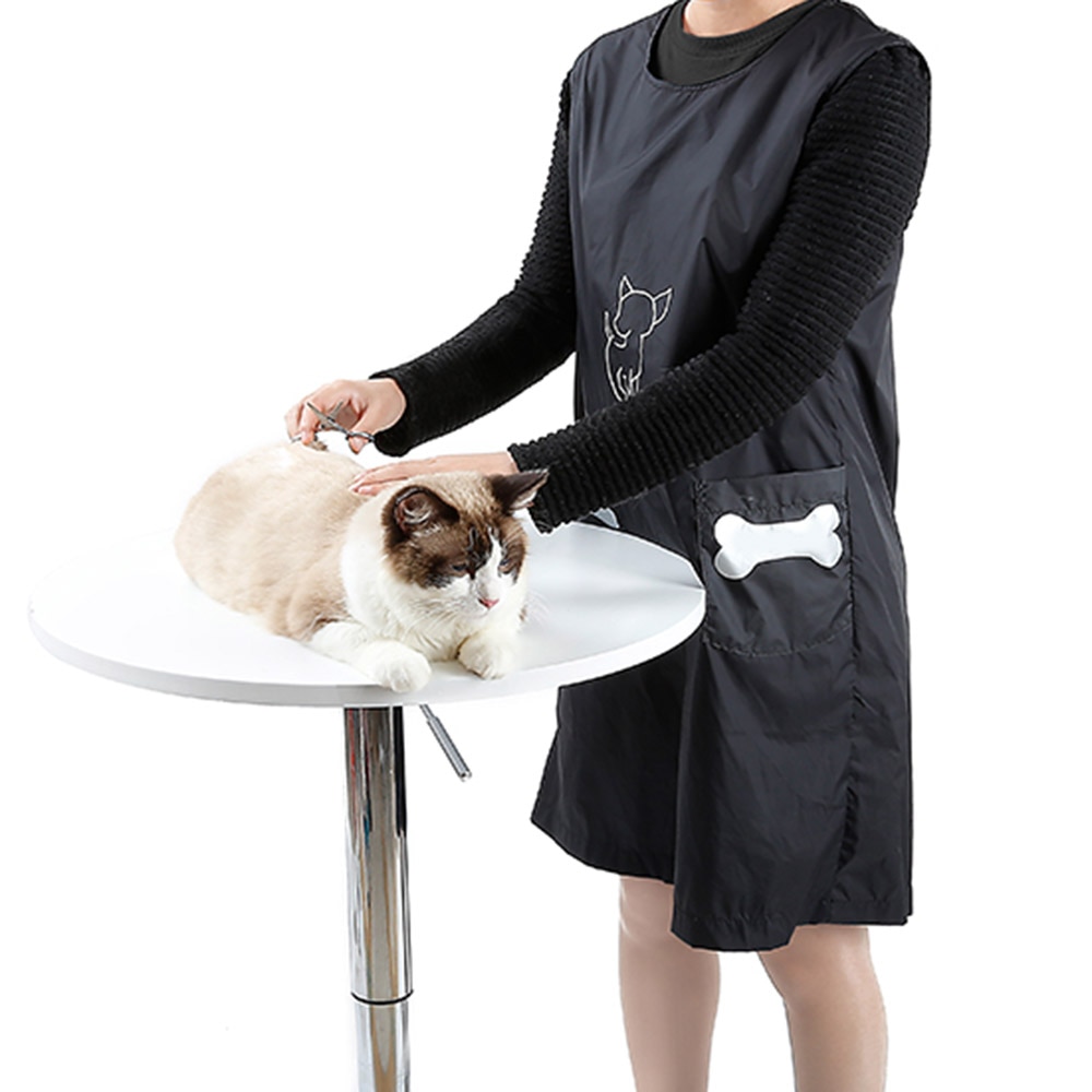Tablier de toilettage esthéticienne ensemble Anti-adhésif cheveux imperméable chat chien maillot de bain sans manches avec poches animalerie vêtements