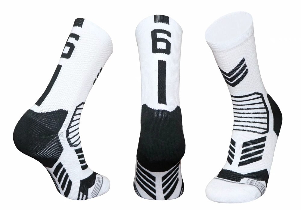 Freies kollokation 0-9 anzahl Basketball Socken Dicke Sport Radfahren Socken Nicht-rutsch Langlebig Skateboard Handtuch Boden Socken: 6 white 1pcs