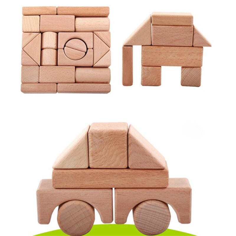 Wooden Blocks Bbay Montessori Educational Toy Cube Game For Kids Geometric Assembling Building Blocks Pine Wood