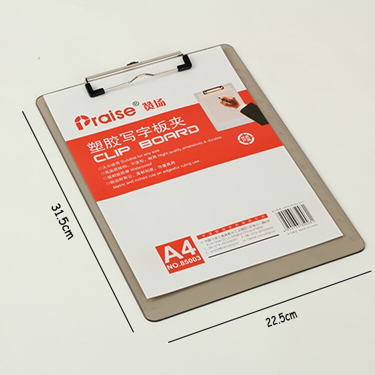 A4/A5 Plastic Writing Board with Clip Transparent File Folder Writing Pad File School and Office Supplies: A4 Light Grey