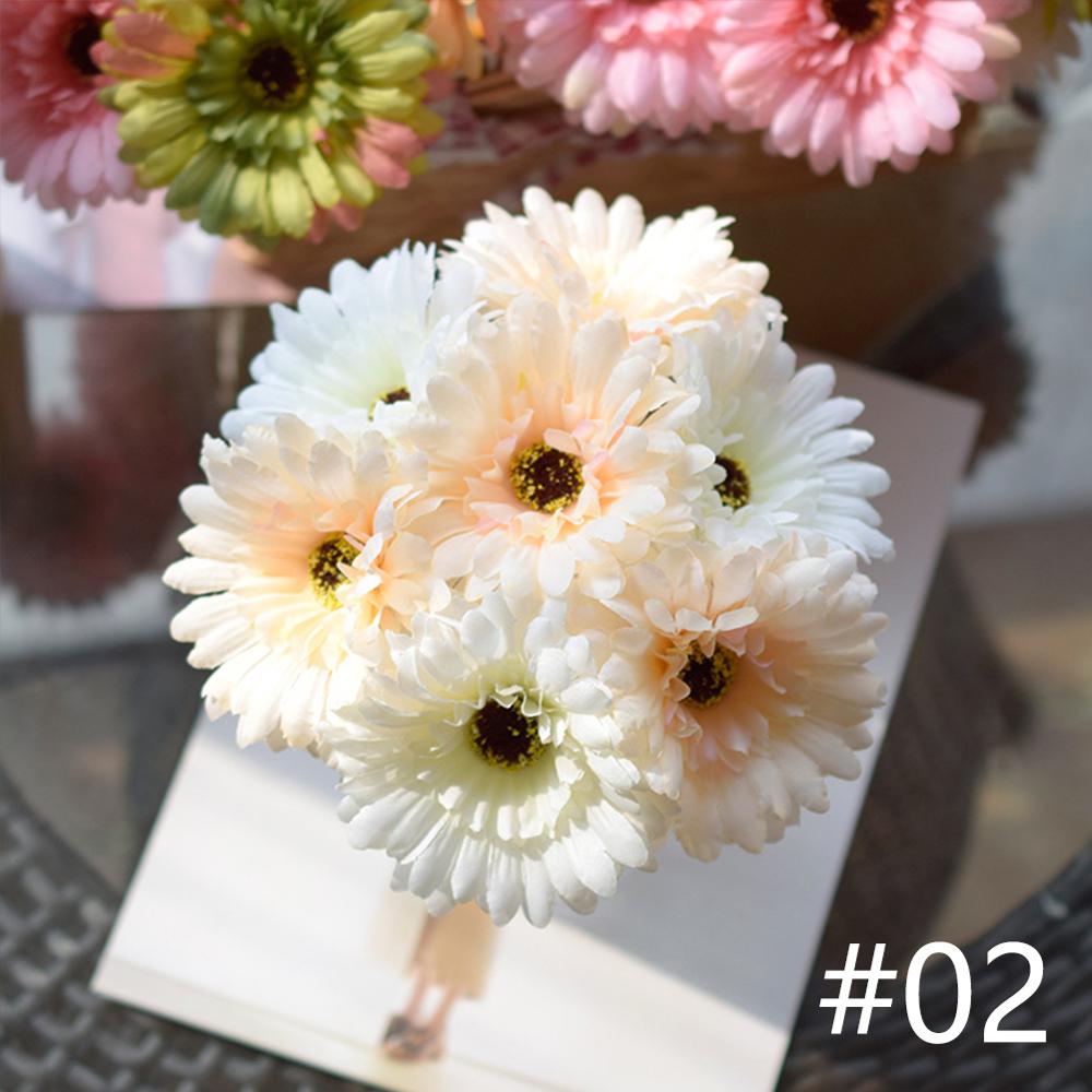 7Pcs/lot 23cm Artificial African Daisy Flowers Silk Flower Wedding Bouquet Home Decoration Background Shooting Flowers DIY: 02