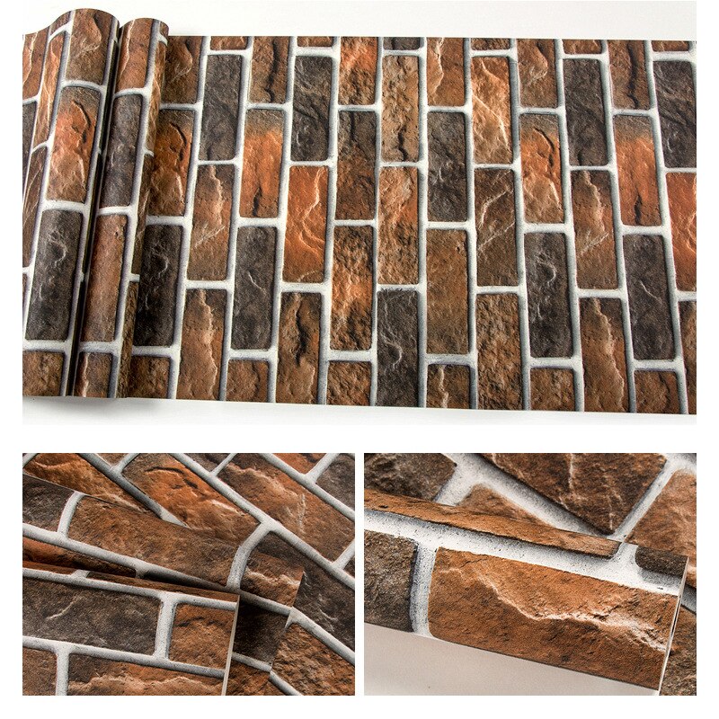 Moderne Steen Pvc Behang Baksteen Behang Roll Voor Woonkamer Tv Achtergrond Home Decor Muurstickers Pvc Decals: Beige
