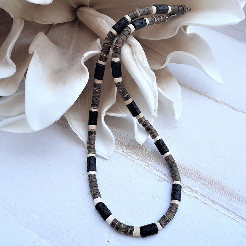 Men&amp;#39;s African necklace, Men african Beaded jewelry, Surfer necklace for men, Wooden Beach Necklace