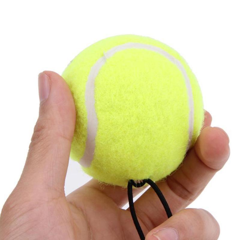 1pc Single Training Tennis Ball With Rope Bold Elastic Resistance Tennis Balls Durable Training Rubber J3S2