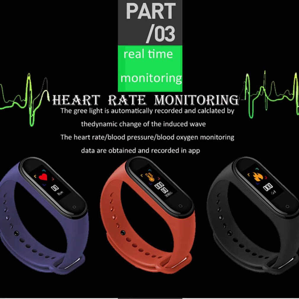 Smart Wristband Smart Activity Tracker M4 Smart Bracelet Smart Band 4 Heart Rate Fitness Tracker Smart Watch for Men Women TFT