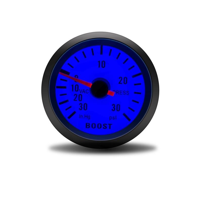 Auto Meter Boost Gauge 2 "52Mm Bar Turbo Boost Gauge -1 ~ 2 Bar / -30 ~ 30 Psi Vacuüm Druk Meter Voor Auto Blauw Licht Zwarte Rand 12V