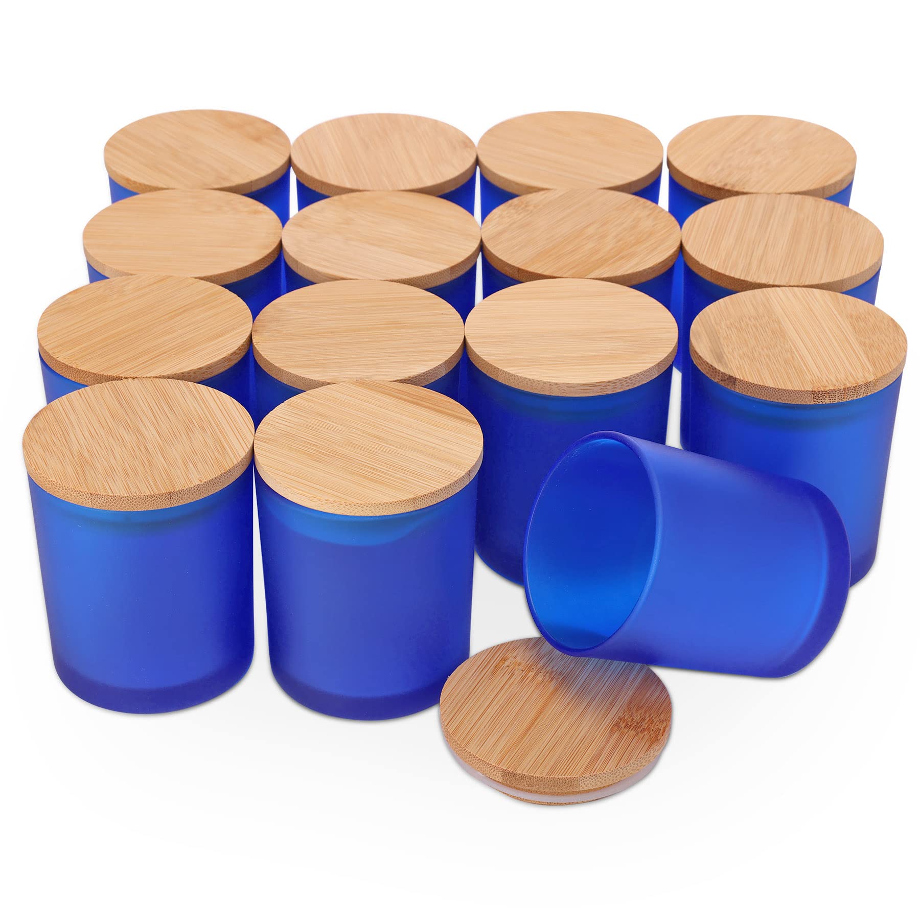 Tarro de vela de vidrio ámbar esmerilado con tapa de bambú para hacer velas, contenedor de vela limpio vacío a granel, Apto para lavavajillas, 6OZ, paquete de 6