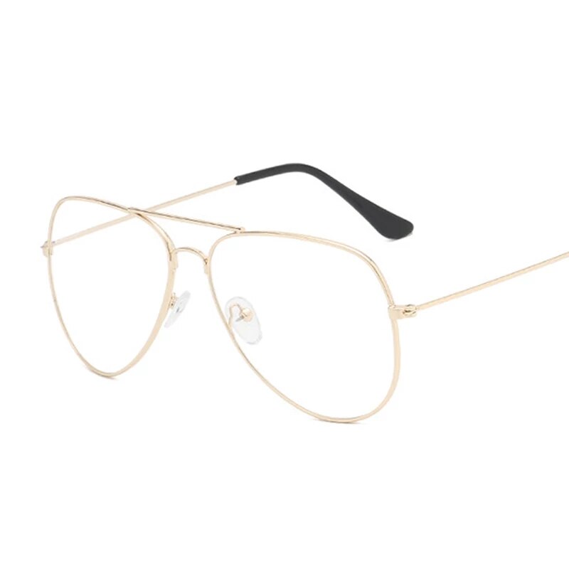 SGYOUWANT-Gafas de estilo aviador para hombre y mujer, lentes transparentes con montura dorada, clásicas, para leer: Gold