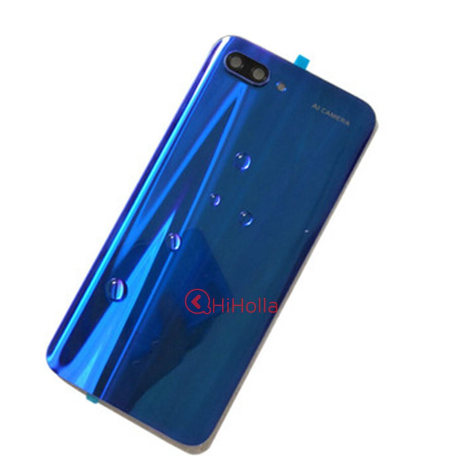 Back Glass For Huawei honor 10 Back Battery Cover Housing+Rear Camera Lens For Honor 10 Battery Door Cover COL-L29 Replacement: Blue With Lens