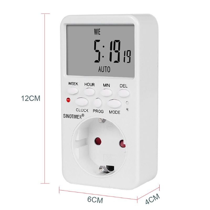 Digital timer-stik  ac230v -tidsrelæ programmerbart eu/us/uk/isr/br/it stik