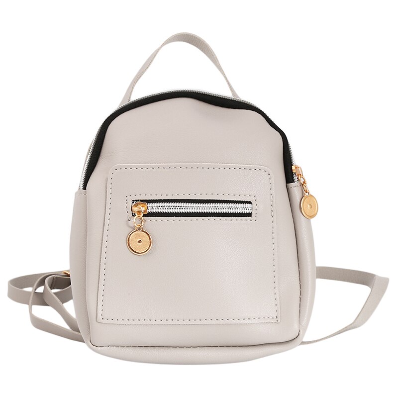 Forever Young Women Backpack Mini Soft Touch Leather Small Backpack Female Ladies Bagpack Satchel Shoulder Bag: Gray