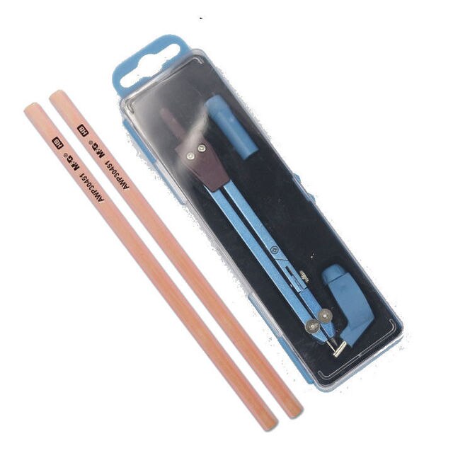 Compass Metal Drawing Stainless Steel Student Stationery Exam with Lead Core Practical Mathematical Tools: A8 blue with pen