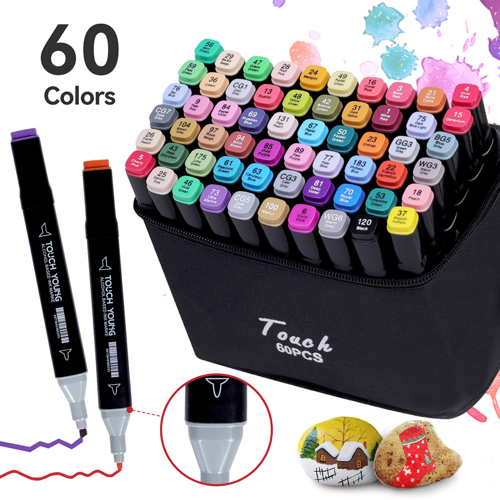 Juego de marcadores de dibujo de doble cabeza, 24-80 colores, pinceles suaves, Graffiti, Manga, boceto, Alcohol, marcador a base aceitosa, suministros de pintura