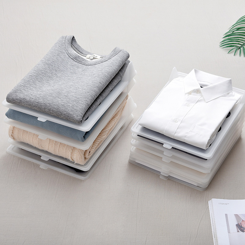 Clothing Storage Stand Shirts Folder Shelf Wardrobe Drawer Household Organizer 1 Layer Folding Clothes Stackable Plastic Board