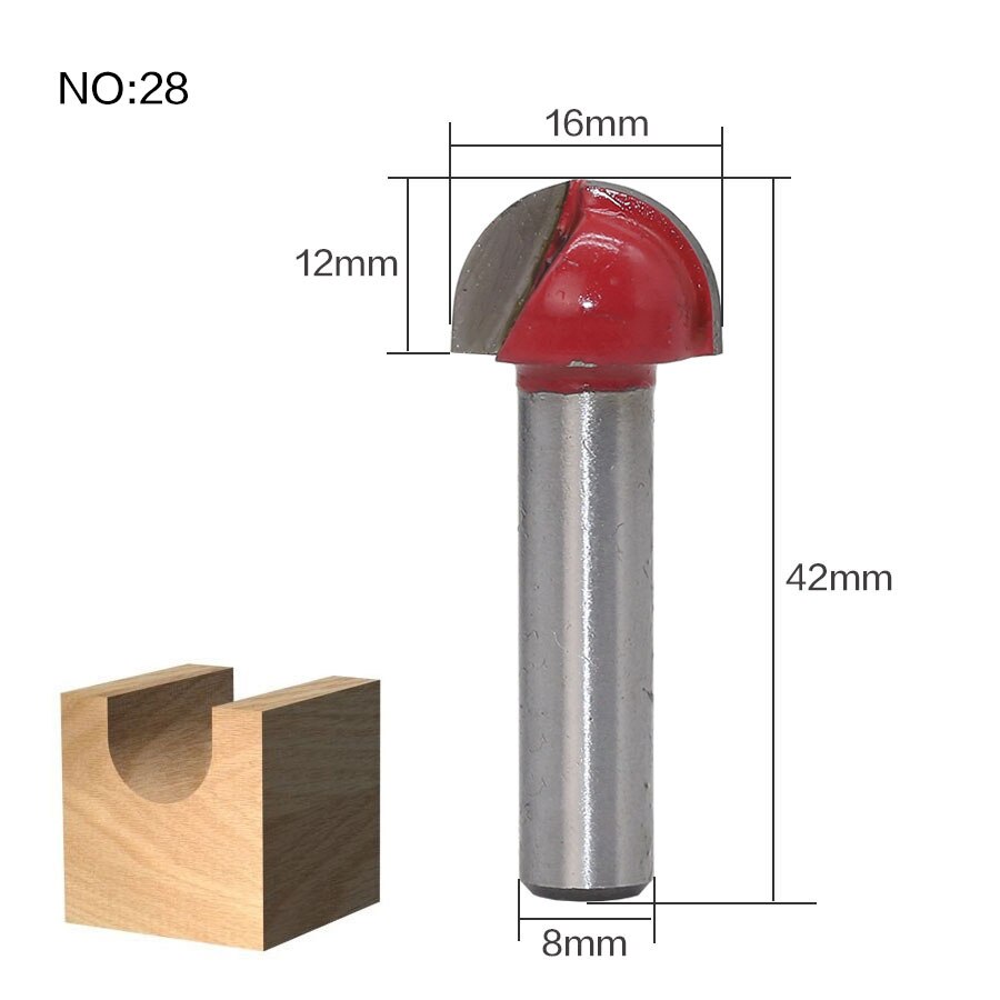 1 st 8mm Schacht hout router bit Rechte frees trimmer reiniging flush trim hoek ronde cove doos bits frezen Cutte: NO28