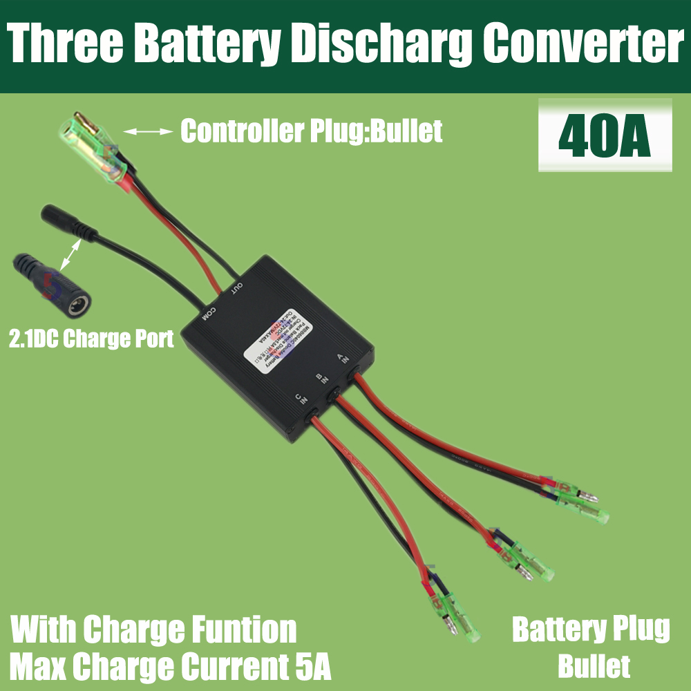 Ebike Three Triple Battery Discharge Converter Connection Adapter 20V-72V 30A/40A Ebike Double Battery Discharge converter: Red