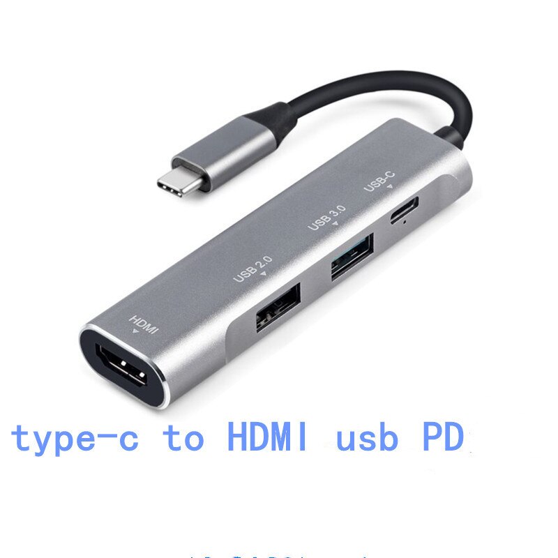 USB-C Hub for MacBook/Samsung Galaxy - HDMI 4K, RJ45, Thunderbolt 3, USB 3.0, Card Reader, PD: USB C 4IN1 Gray 05