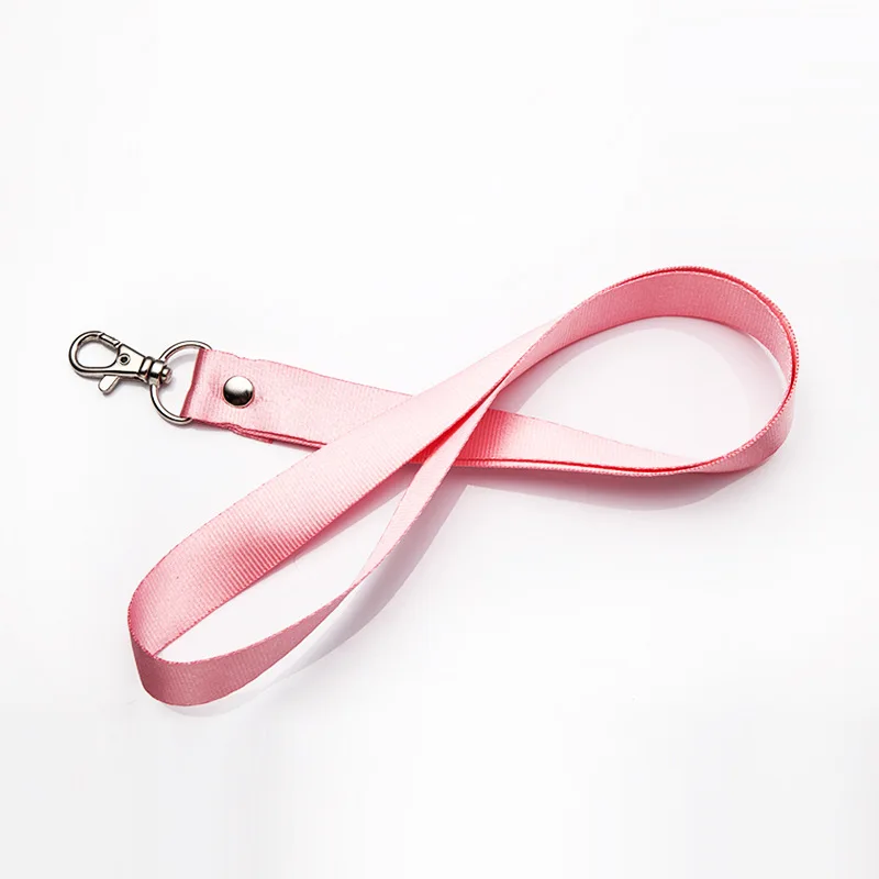 1Pcs Thicken Pure Color Lanyards Safety Hanging Neck Strap Lanyard For Mobile Phone ID Name Badge Holder Keys Metal Ring: Red / Pink