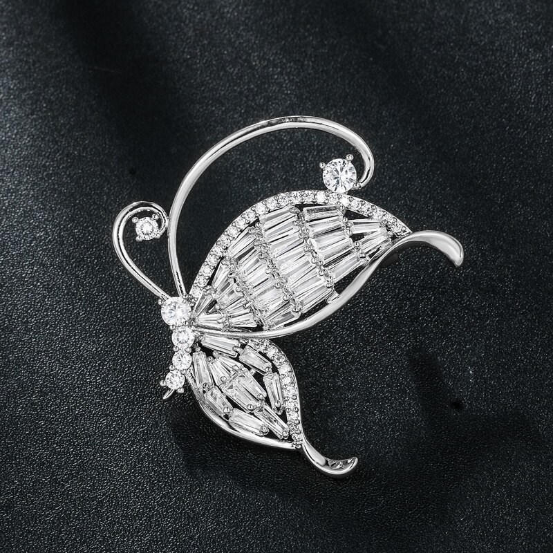 WEIMANJINGDIAN Shiny Zircon Crystal Butterfly Brooch Pin