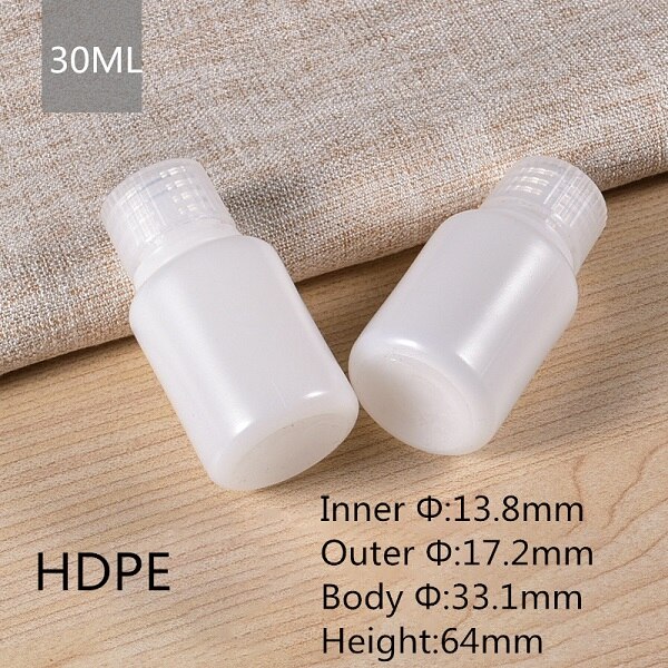 Empty HDPE bottle narrow mouth solid plastic container for liquid,lotion,cosmetic packaging bottle food grade: 30ml