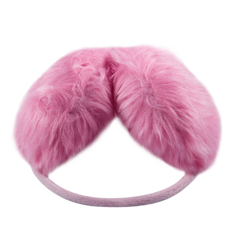 Woman Pink Plush Fluffy Back Ear Cover Warmer Muffs Earmuffs