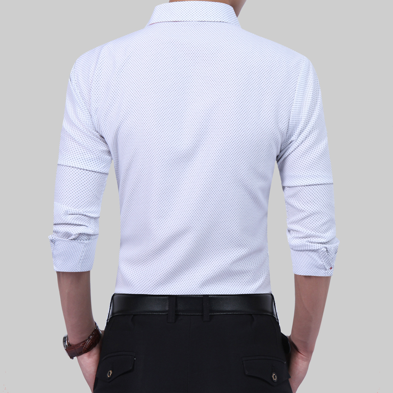 Brand slim fit herre langærmet business skjorte bomuld herre polkaprikker casual camisa social herre skjorte social størrelse