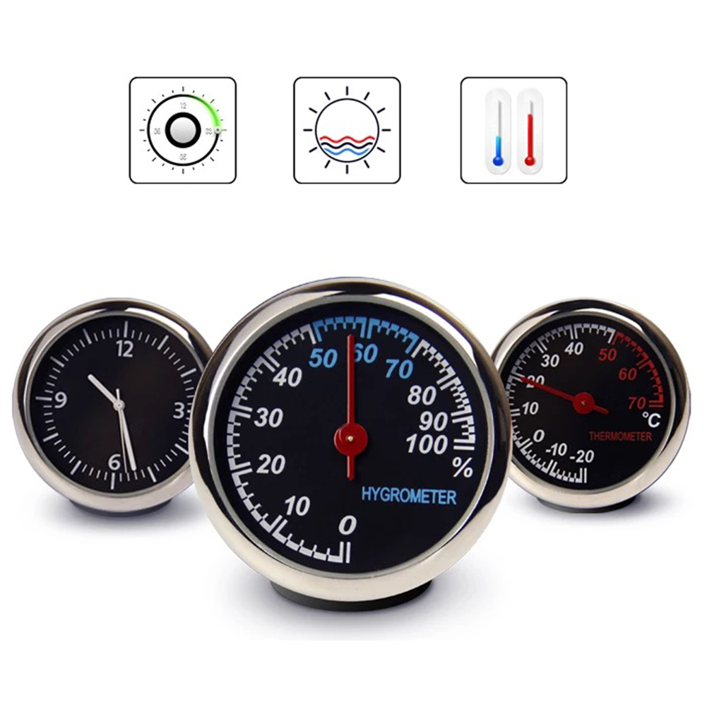 Bilklokke ornament bilklokke termometer hygrometer målermålere dekorasjon mini bildisplay klokke i biltilbehør