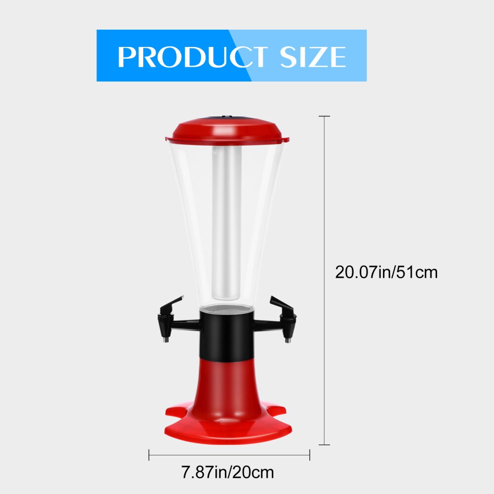 1pc Dual Beer Tower Dispenser Beverage Drink Dispenser with Lamp