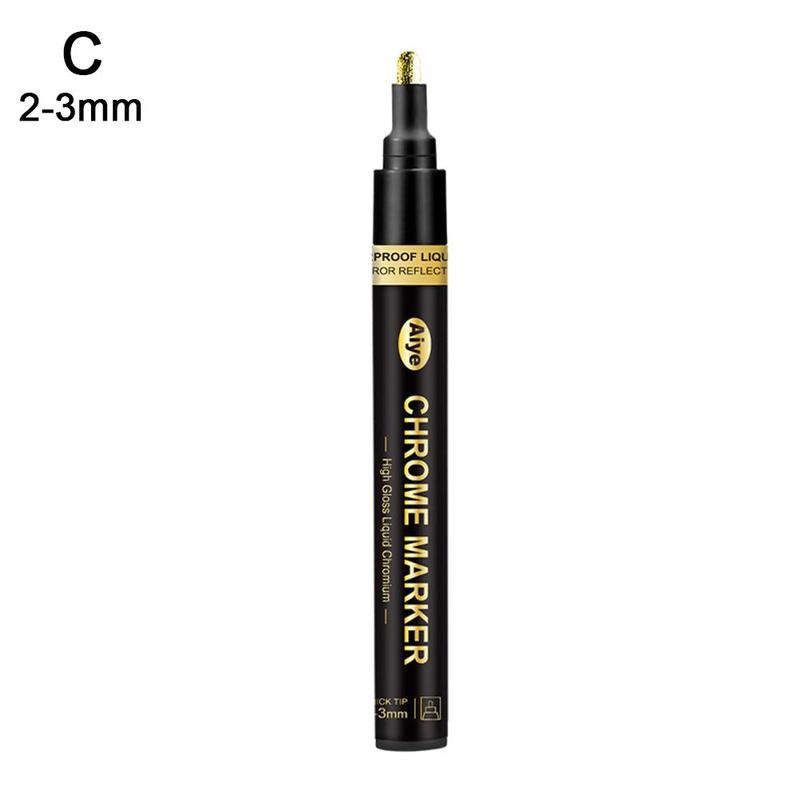 DIY Spiegel Marker Farbe Stift Flüssige Chrom beenden metallisch Kunsthandwerk Stift Zubehör Spiegel Reflektierende Stift Kunst Liefert Für Q6W0: 2-3mm Gold