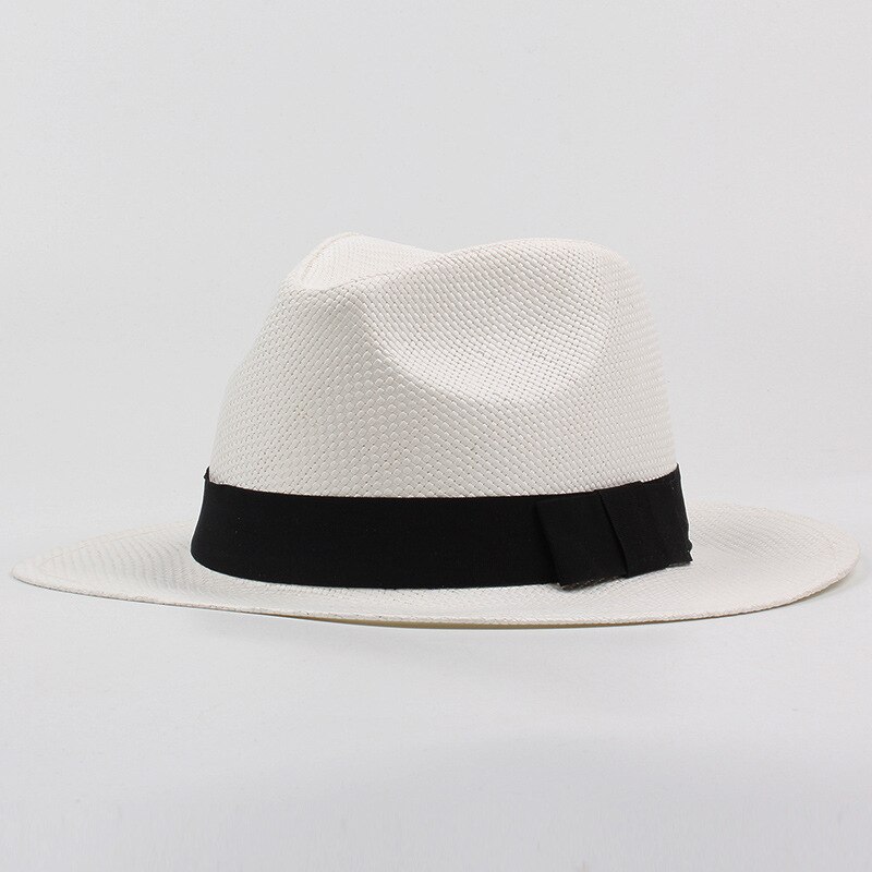 Verão chapéu de praia para homens e mulheres, chapéu de palha com faixa preta, aba plana, panamá, panamá, aba larga, praia, novo modelo, ht3090