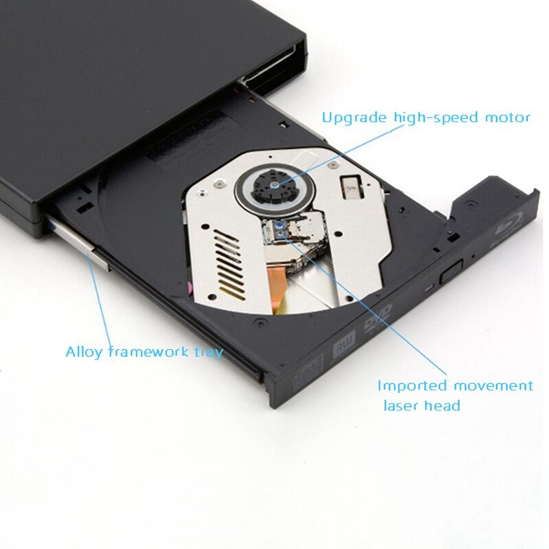 External Blu Ray DVD Drive USB2.0 BD25/BD50/CD/D9/RAM Support BD-ROM 3D Blu-Ray Movie Playback For PC Windows 7 8 10
