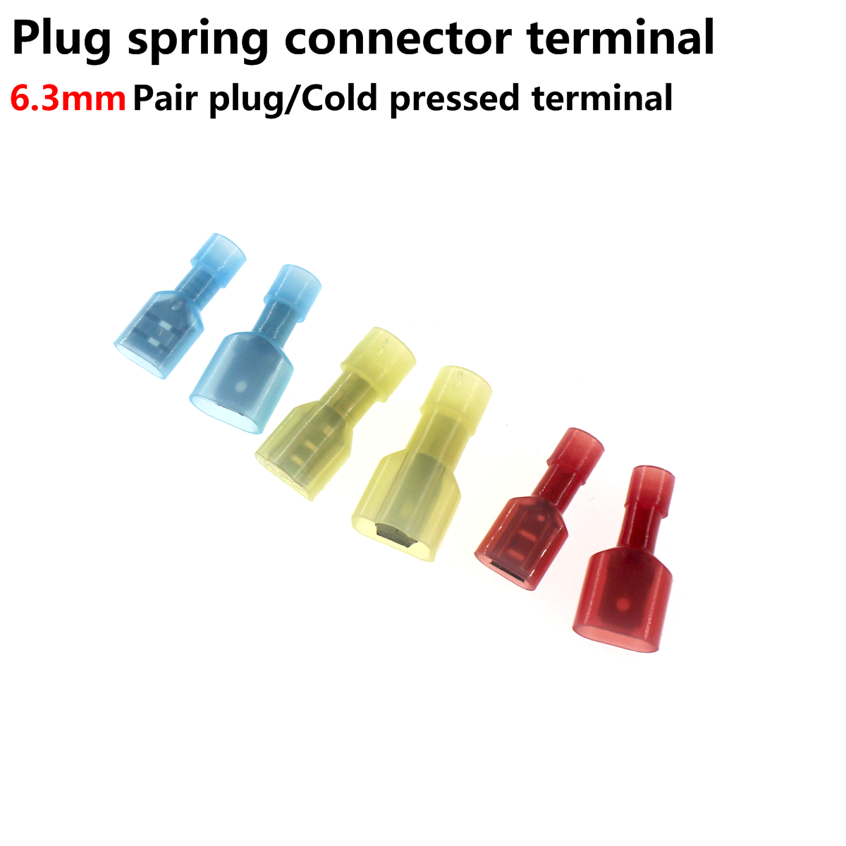 30 Paar 60 Stuks Spring Connector Terminal 6.3 Vrouwelijke Hoofd Paar Koppeling Fdfn Nylon Geïsoleerde Cord End Terminal Wire Adapter