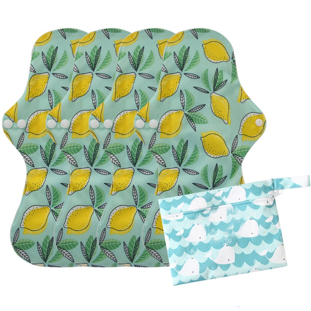 4 Stuks Extra Grote Herbruikbare Biologische Bamboe Maandverband Heavy Flow Maandverband Wasbare Mama Maandverband Pad Met 1 natte Zak