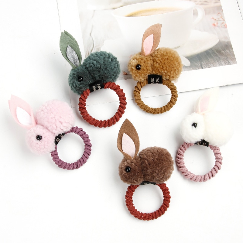 Bracelet caoutchouc lapin pour enfants 5 couleurs | Joli bracelet caoutchouc pour filles, corde pour tête, accessoires pour cheveux, anneau à cheveux, épingle à cheveux, bijoux de coiffure