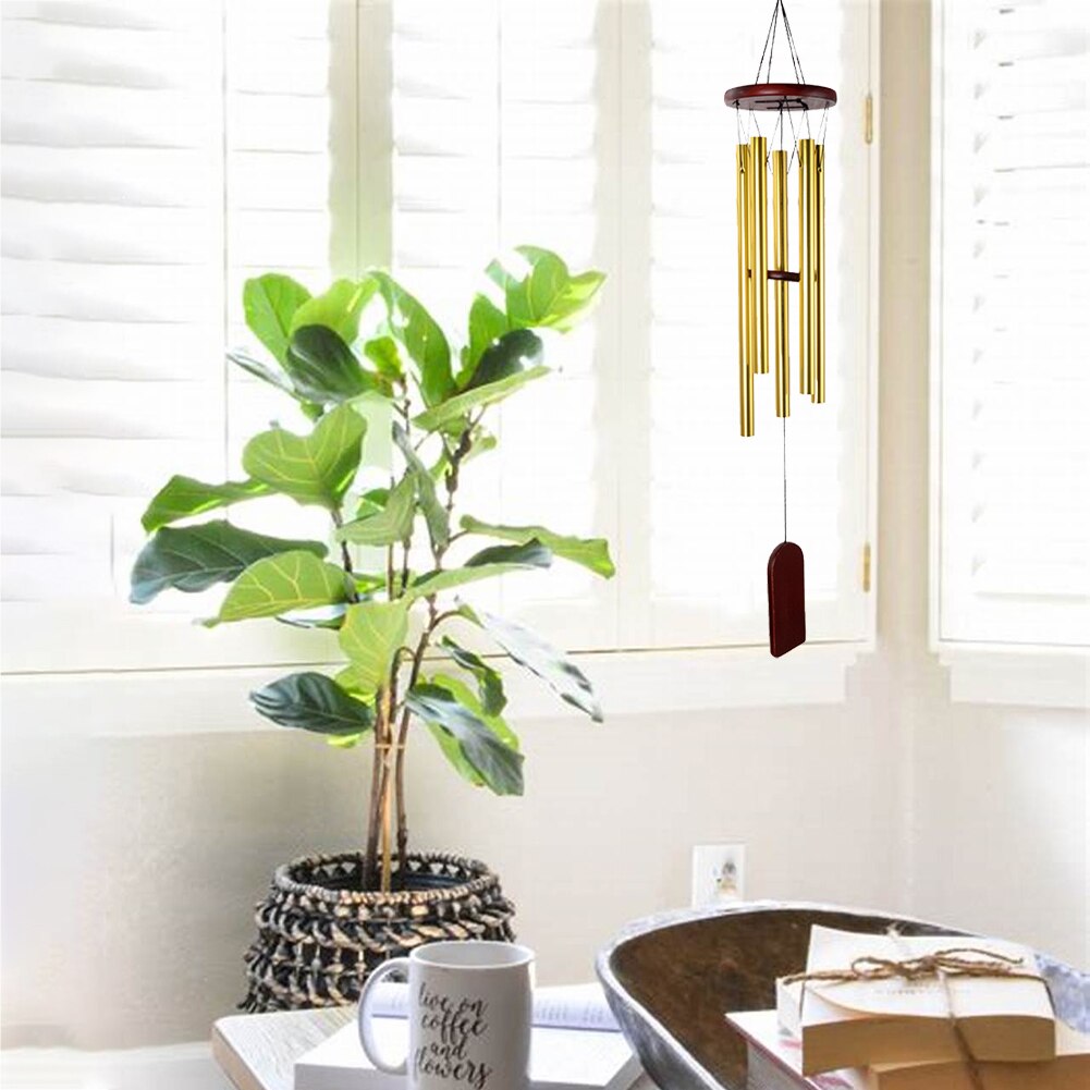 Balcon bois mémorial crochet suspendus maison cour durables pour Patio extérieur vent carillons ton profond jardin salon: Or